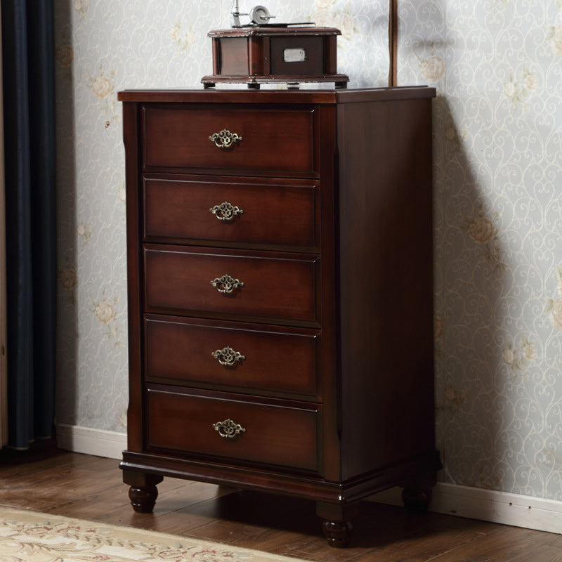 Dark Brown 3/4/5 Drawer Chest 26.57" Wide Solid Wood Accent Chest 5 Clearhalo 'Cabinets & Chests' 'cabinets_chests' 'furn' 'furn_cabinets_chests' 'Furniture' 'Living Room Furniture' 6348689