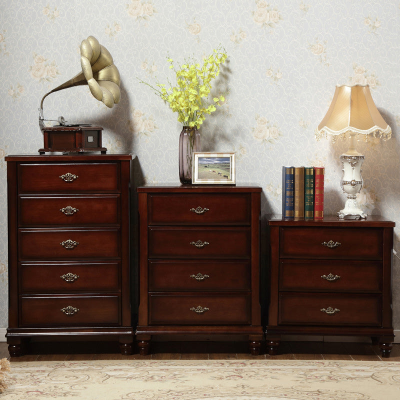 Dark Brown 3/4/5 Drawer Chest 26.57" Wide Solid Wood Accent Chest Clearhalo 'Cabinets & Chests' 'cabinets_chests' 'furn' 'furn_cabinets_chests' 'Furniture' 'Living Room Furniture' 6348690