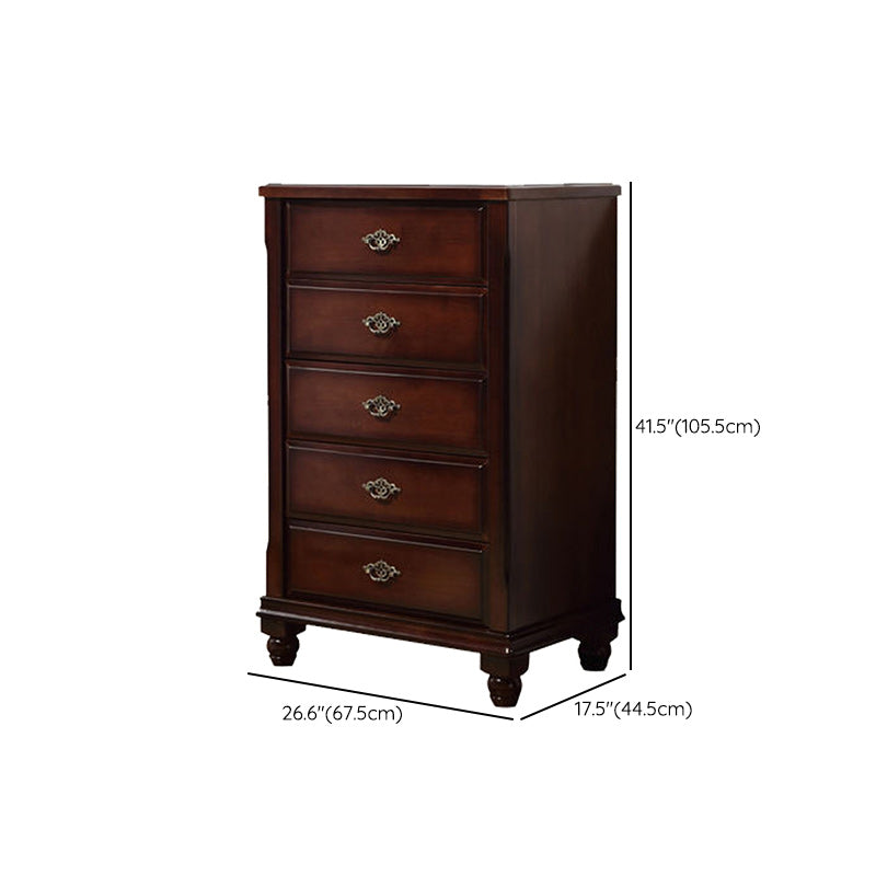 Dark Brown 3/4/5 Drawer Chest 26.57" Wide Solid Wood Accent Chest Clearhalo 'Cabinets & Chests' 'cabinets_chests' 'furn' 'furn_cabinets_chests' 'Furniture' 'Living Room Furniture' 6348702