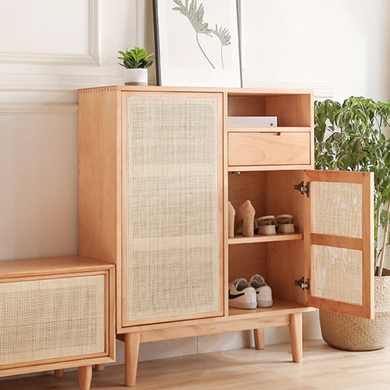 Contemporary Cabinet 4 Shelves With Doors Pine Squared Legs Accent Cabinet Clearhalo 'Cabinets & Chests' 'cabinets_chests' 'furn' 'furn_cabinets_chests' 'Furniture' 'Living Room Furniture' 6348734