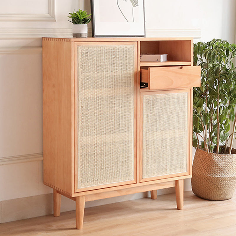 Contemporary Cabinet 4 Shelves With Doors Pine Squared Legs Accent Cabinet Clearhalo 'Cabinets & Chests' 'cabinets_chests' 'furn' 'furn_cabinets_chests' 'Furniture' 'Living Room Furniture' 6348735