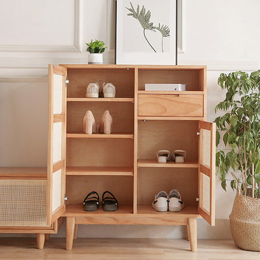 Contemporary Cabinet 4 Shelves With Doors Pine Squared Legs Accent Cabinet Clearhalo 'Cabinets & Chests' 'cabinets_chests' 'furn' 'furn_cabinets_chests' 'Furniture' 'Living Room Furniture' 6348736