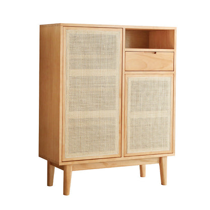 Contemporary Cabinet 4 Shelves With Doors Pine Squared Legs Accent Cabinet Wood Clearhalo 'Cabinets & Chests' 'cabinets_chests' 'furn' 'furn_cabinets_chests' 'Furniture' 'Living Room Furniture' 6348737