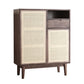 Contemporary Cabinet 4 Shelves With Doors Pine Squared Legs Accent Cabinet Walnut Clearhalo 'Cabinets & Chests' 'cabinets_chests' 'furn' 'furn_cabinets_chests' 'Furniture' 'Living Room Furniture' 6348743