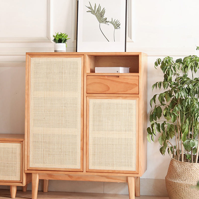 Contemporary Cabinet 4 Shelves With Doors Pine Squared Legs Accent Cabinet Clearhalo 'Cabinets & Chests' 'cabinets_chests' 'furn' 'furn_cabinets_chests' 'Furniture' 'Living Room Furniture' 6348744