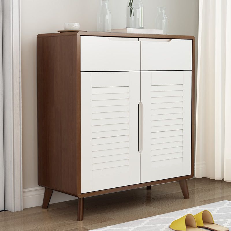 39.37" Tall 2 - Drawer Accent Cabinet Wood Storage Cabinet with 2 Doors Walnut White Clearhalo 'Cabinets & Chests' 'cabinets_chests' 'furn' 'furn_cabinets_chests' 'Furniture' 'Living Room Furniture' 6348776