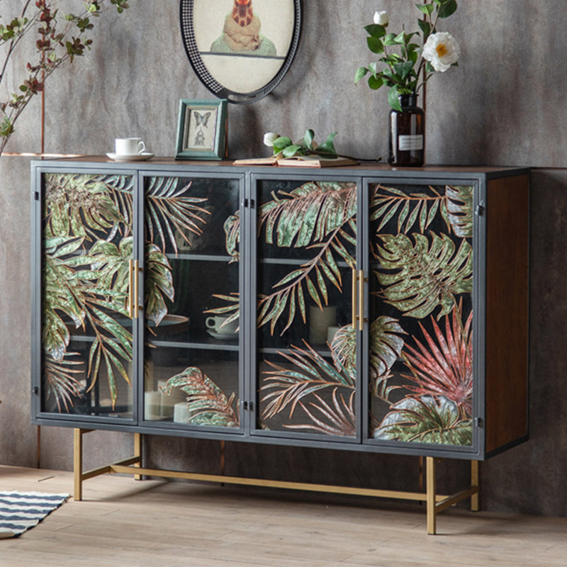 Iron 2/4 - Door Accent Cabinet Industrial Accent Cabinet with Wood Accents Clearhalo 'Cabinets & Chests' 'cabinets_chests' 'furn' 'furn_cabinets_chests' 'Furniture' 'Living Room Furniture' 6348785