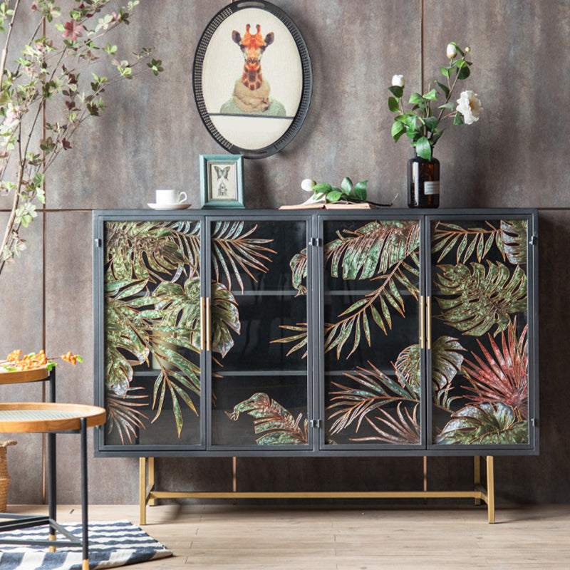Iron 2/4 - Door Accent Cabinet Industrial Accent Cabinet with Wood Accents 53"L x 15"W x 37"H Clearhalo 'Cabinets & Chests' 'cabinets_chests' 'furn' 'furn_cabinets_chests' 'Furniture' 'Living Room Furniture' 6348786