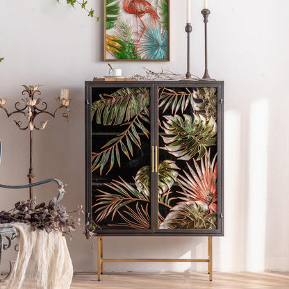 Iron 2/4 - Door Accent Cabinet Industrial Accent Cabinet with Wood Accents 31.5"L x 14.6"W x 45.5"H