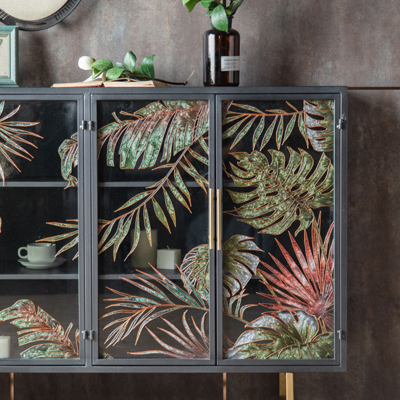 Iron 2/4 - Door Accent Cabinet Industrial Accent Cabinet with Wood Accents Clearhalo 'Cabinets & Chests' 'cabinets_chests' 'furn' 'furn_cabinets_chests' 'Furniture' 'Living Room Furniture' 6348793