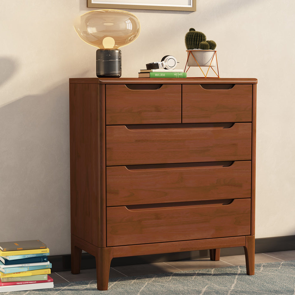 Rectangular Wood Chest Modern Style 5/6/7 - Drawer Accent Chest Walnut 5 Clearhalo 'Cabinets & Chests' 'cabinets_chests' 'furn' 'furn_cabinets_chests' 'Furniture' 'Living Room Furniture' 6348832