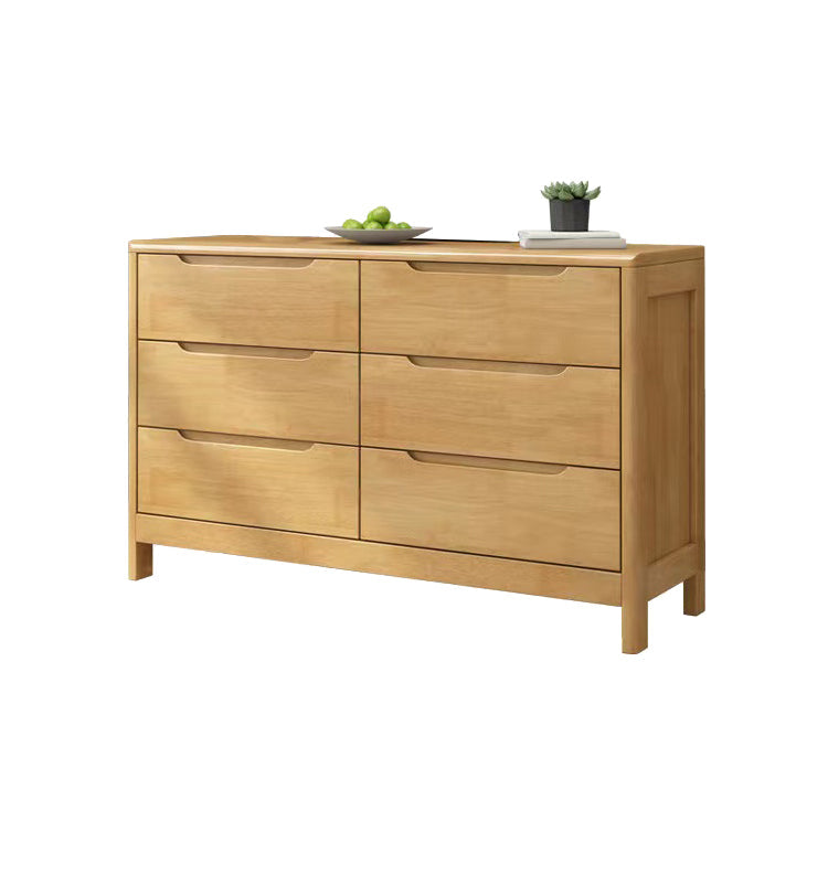 Mid-Century Modern Chest Rubberwood Squared Legs Grooves with Drawer Accent Chest Natural 6 Clearhalo 'Cabinets & Chests' 'cabinets_chests' 'furn' 'furn_cabinets_chests' 'Furniture' 'Living Room Furniture' 6348842