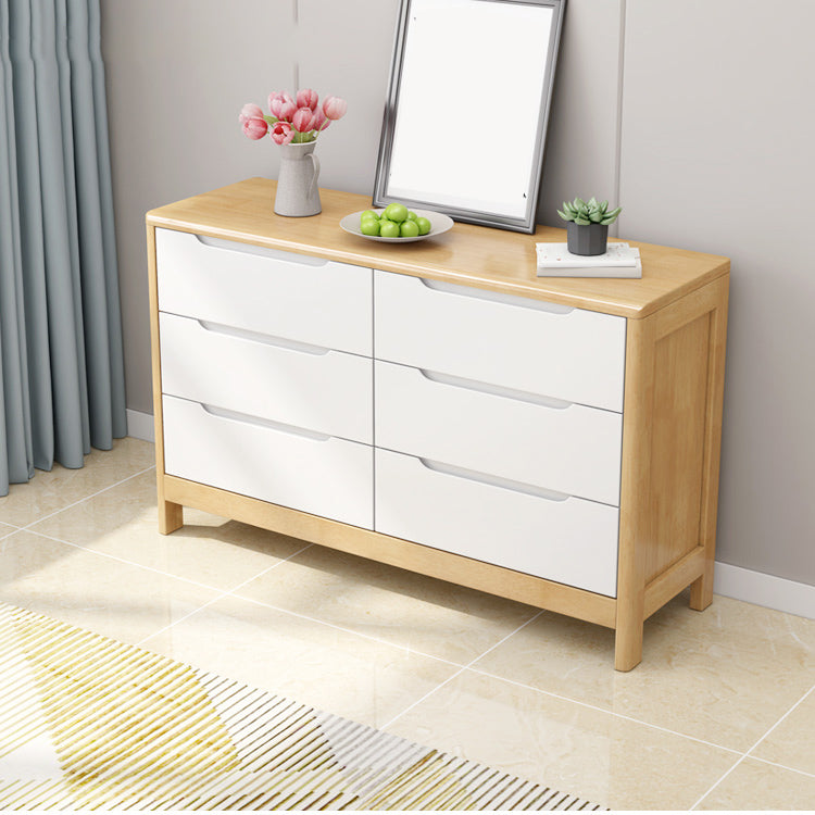 Mid-Century Modern Chest Rubberwood Squared Legs Grooves with Drawer Accent Chest Clearhalo 'Cabinets & Chests' 'cabinets_chests' 'furn' 'furn_cabinets_chests' 'Furniture' 'Living Room Furniture' 6348844