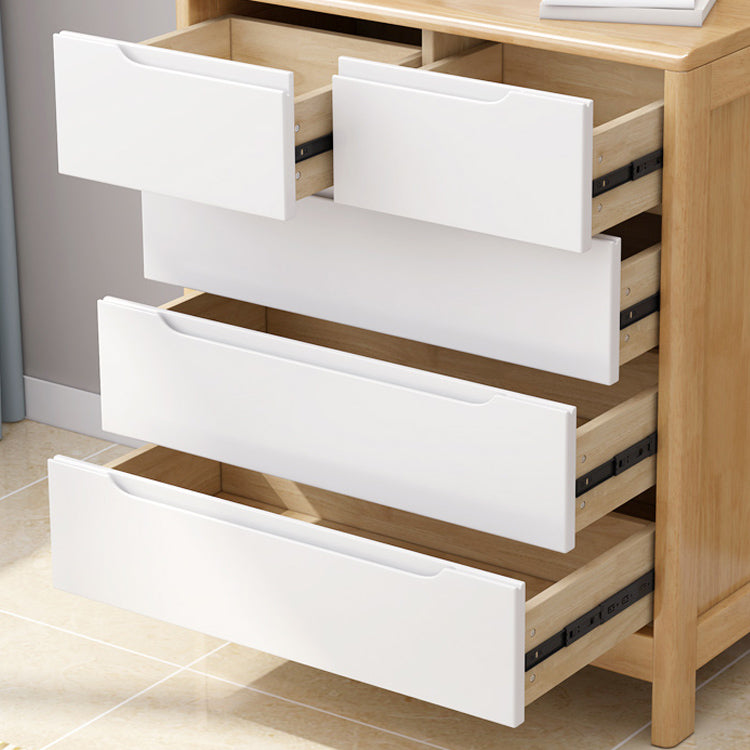 Mid-Century Modern Chest Rubberwood Squared Legs Grooves with Drawer Accent Chest Clearhalo 'Cabinets & Chests' 'cabinets_chests' 'furn' 'furn_cabinets_chests' 'Furniture' 'Living Room Furniture' 6348854