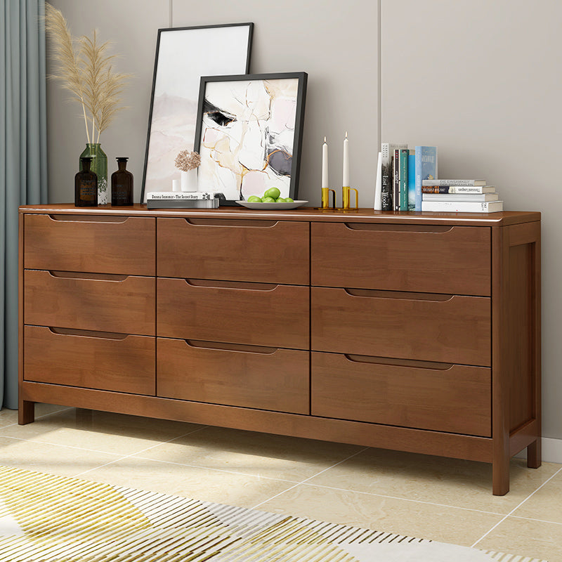 Mid-Century Modern Chest Rubberwood Squared Legs Grooves with Drawer Accent Chest Clearhalo 'Cabinets & Chests' 'cabinets_chests' 'furn' 'furn_cabinets_chests' 'Furniture' 'Living Room Furniture' 6348857