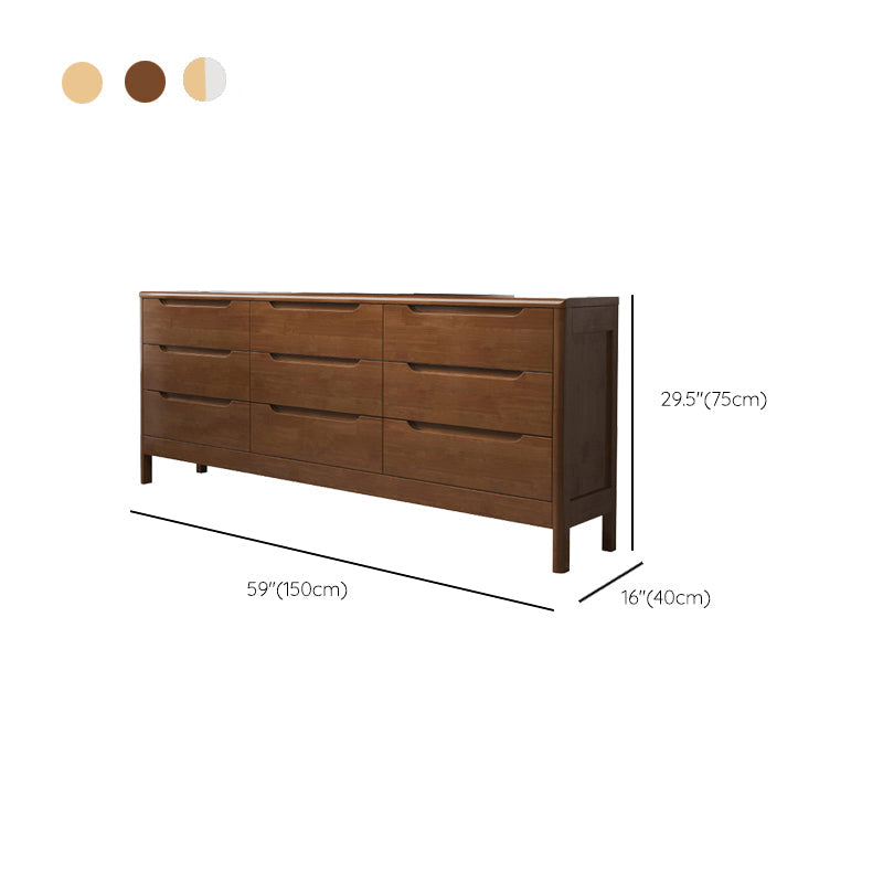 Mid-Century Modern Chest Rubberwood Squared Legs Grooves with Drawer Accent Chest Clearhalo 'Cabinets & Chests' 'cabinets_chests' 'furn' 'furn_cabinets_chests' 'Furniture' 'Living Room Furniture' 6348859