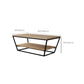 Mesa de centro de madera moderna de 19,68" de alto, mesa de cóctel con trineo de acero y estante