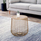 Mid-century Modern Iron Round Coffee Table, Frame Base Cocktail Table 14"L x 14"W x 16"H Gold Clearhalo 'Coffee & Accent Tables' 'Coffee Tables' 'coffee_tables' 'furn' 'furn_coffee_tables' 'Furniture' 'Living Room Furniture' 6348877