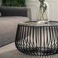 Mid-century Modern Iron Round Coffee Table, Frame Base Cocktail Table Clearhalo 'Coffee & Accent Tables' 'Coffee Tables' 'coffee_tables' 'furn' 'furn_coffee_tables' 'Furniture' 'Living Room Furniture' 6348882