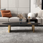 Glam Oval Stone Top Coffee Table with Steel Base Cocktail Table Clearhalo 'Coffee & Accent Tables' 'Coffee Tables' 'coffee_tables' 'furn' 'furn_coffee_tables' 'Furniture' 'Living Room Furniture' 6348891