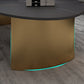 Glam Oval Stone Top Coffee Table with Steel Base Cocktail Table Clearhalo 'Coffee & Accent Tables' 'Coffee Tables' 'coffee_tables' 'furn' 'furn_coffee_tables' 'Furniture' 'Living Room Furniture' 6348895