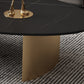 Glam Oval Stone Top Coffee Table with Steel Base Cocktail Table Clearhalo 'Coffee & Accent Tables' 'Coffee Tables' 'coffee_tables' 'furn' 'furn_coffee_tables' 'Furniture' 'Living Room Furniture' 6348897