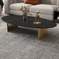 Glam Oval Stone Top Coffee Table with Steel Base Cocktail Table Clearhalo 'Coffee & Accent Tables' 'Coffee Tables' 'coffee_tables' 'furn' 'furn_coffee_tables' 'Furniture' 'Living Room Furniture' 6348899