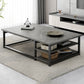 16.53" H Rectangle Wooden Coffee Table Metal Frame Cocktail Table with Shelves 55"L x 24"W x 16.5"H Gray Black Clearhalo 'Coffee & Accent Tables' 'Coffee Tables' 'coffee_tables' 'furn' 'furn_coffee_tables' 'Furniture' 'Living Room Furniture' 6348909