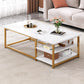 16.53" H Rectangle Wooden Coffee Table Metal Frame Cocktail Table with Shelves 55"L x 24"W x 16.5"H White-Gold Clearhalo 'Coffee & Accent Tables' 'Coffee Tables' 'coffee_tables' 'furn' 'furn_coffee_tables' 'Furniture' 'Living Room Furniture' 6348911