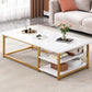 16.53" H Rectangle Wooden Coffee Table Metal Frame Cocktail Table with Shelves 47"L x 24"W x 16.5"H White-Gold Clearhalo 'Coffee & Accent Tables' 'Coffee Tables' 'coffee_tables' 'furn' 'furn_coffee_tables' 'Furniture' 'Living Room Furniture' 6348913