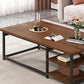 16.53" H Rectangle Wooden Coffee Table Metal Frame Cocktail Table with Shelves Clearhalo 'Coffee & Accent Tables' 'Coffee Tables' 'coffee_tables' 'furn' 'furn_coffee_tables' 'Furniture' 'Living Room Furniture' 6348916