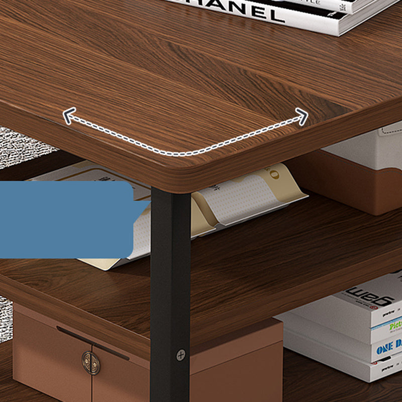 16.53" H Rectangle Wooden Coffee Table Metal Frame Cocktail Table with Shelves Clearhalo 'Coffee & Accent Tables' 'Coffee Tables' 'coffee_tables' 'furn' 'furn_coffee_tables' 'Furniture' 'Living Room Furniture' 6348918