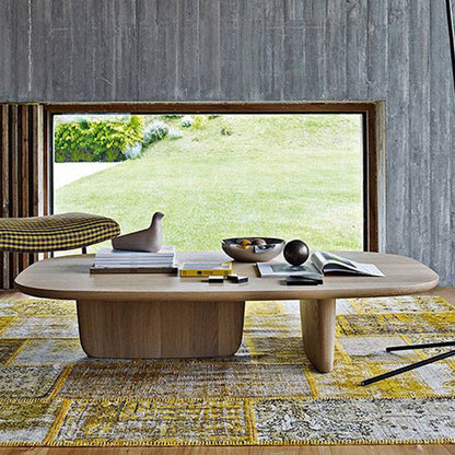 Mesa de centro de madera maciza Mesa de centro o auxiliar abstracta, rectangular