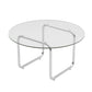 Contemporary Round Glass Top Coffee Table with Steel Sled Legs Clearhalo 'Coffee & Accent Tables' 'Coffee Tables' 'coffee_tables' 'furn' 'furn_coffee_tables' 'Furniture' 'Living Room Furniture' 6348998