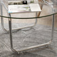 Contemporary Round Glass Top Coffee Table with Steel Sled Legs Clearhalo 'Coffee & Accent Tables' 'Coffee Tables' 'coffee_tables' 'furn' 'furn_coffee_tables' 'Furniture' 'Living Room Furniture' 6349002