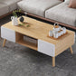 Modern Rectangle Wooden Coffee Table 4 Legs Cocktail Table with Storage 39"L x 21"W x 16.5"H Natural Wood White 4 Clearhalo 'Coffee & Accent Tables' 'Coffee Tables' 'coffee_tables' 'furn' 'furn_coffee_tables' 'Furniture' 'Living Room Furniture' 6349008