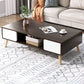 Modern Rectangle Wooden Coffee Table 4 Legs Cocktail Table with Storage 47"L x 25"W x 16.5"H Walnut White 4 Clearhalo 'Coffee & Accent Tables' 'Coffee Tables' 'coffee_tables' 'furn' 'furn_coffee_tables' 'Furniture' 'Living Room Furniture' 6349009