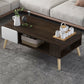 Modern Rectangle Wooden Coffee Table 4 Legs Cocktail Table with Storage 39"L x 21"W x 16.5"H Walnut White 2 Clearhalo 'Coffee & Accent Tables' 'Coffee Tables' 'coffee_tables' 'furn' 'furn_coffee_tables' 'Furniture' 'Living Room Furniture' 6349027