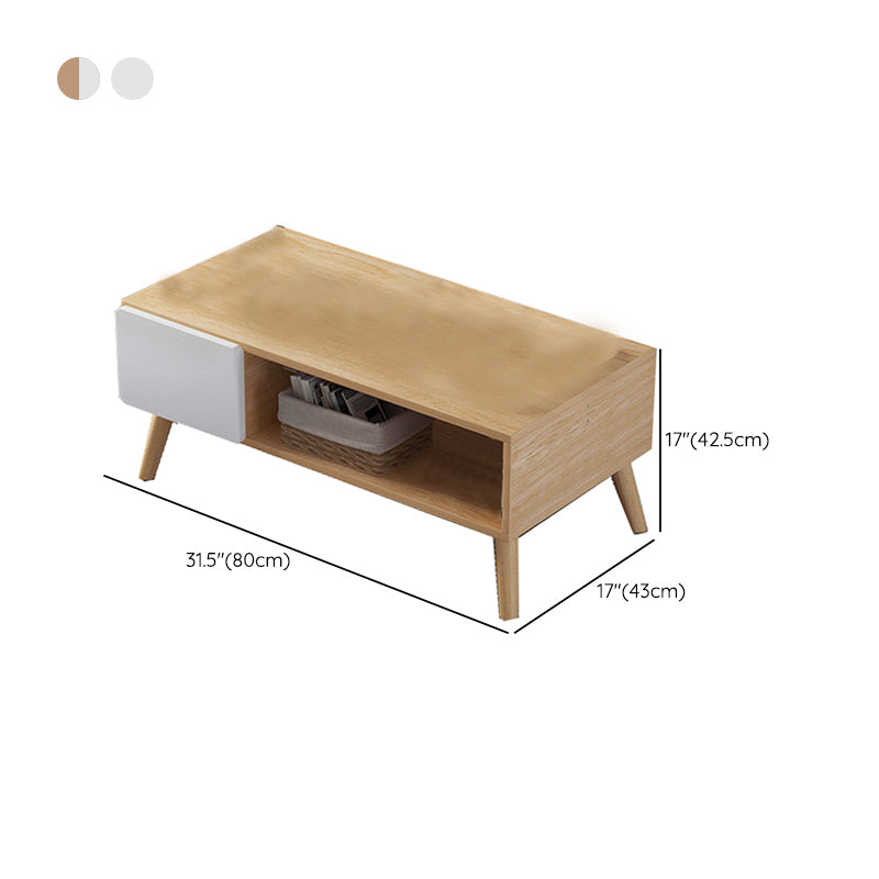 Modern Rectangle Wooden Coffee Table 4 Legs Cocktail Table with Storage Clearhalo 'Coffee & Accent Tables' 'Coffee Tables' 'coffee_tables' 'furn' 'furn_coffee_tables' 'Furniture' 'Living Room Furniture' 6349028