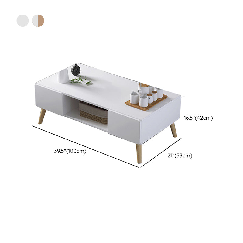 Modern Rectangle Wooden Coffee Table 4 Legs Cocktail Table with Storage Clearhalo 'Coffee & Accent Tables' 'Coffee Tables' 'coffee_tables' 'furn' 'furn_coffee_tables' 'Furniture' 'Living Room Furniture' 6349031