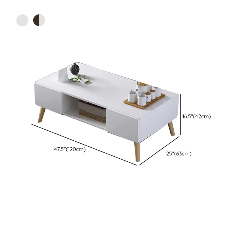 Modern Rectangle Wooden Coffee Table 4 Legs Cocktail Table with Storage Clearhalo 'Coffee & Accent Tables' 'Coffee Tables' 'coffee_tables' 'furn' 'furn_coffee_tables' 'Furniture' 'Living Room Furniture' 6349032