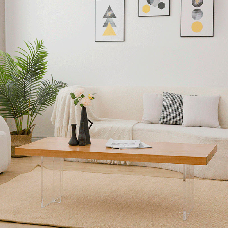 Solid Wood Coffee Table Double Pedestal Base Coffee or End Table, 19.68" Wide 55"L x 20"W x 16"H Clearhalo 'Coffee & Accent Tables' 'Coffee Tables' 'coffee_tables' 'furn' 'furn_coffee_tables' 'Furniture' 'Living Room Furniture' 6349049