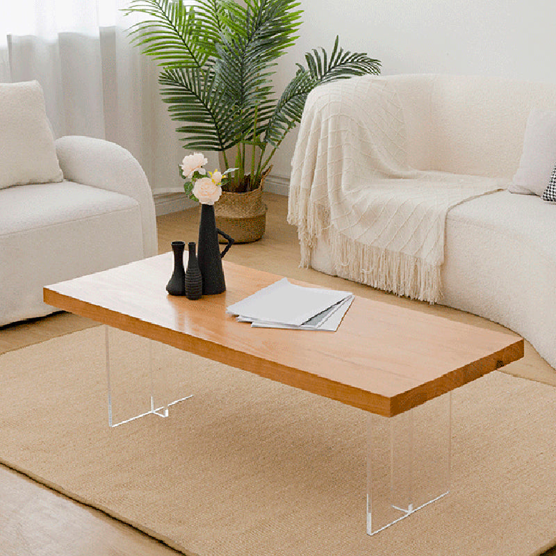 Solid Wood Coffee Table Double Pedestal Base Coffee or End Table, 19.68" Wide 39.5"L x 19.5"W x 16"H Clearhalo 'Coffee & Accent Tables' 'Coffee Tables' 'coffee_tables' 'furn' 'furn_coffee_tables' 'Furniture' 'Living Room Furniture' 6349050
