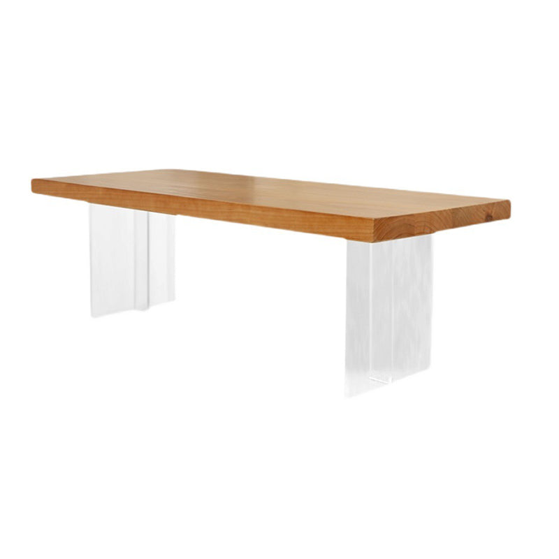 Solid Wood Coffee Table Double Pedestal Base Coffee or End Table, 19.68" Wide Clearhalo 'Coffee & Accent Tables' 'Coffee Tables' 'coffee_tables' 'furn' 'furn_coffee_tables' 'Furniture' 'Living Room Furniture' 6349052