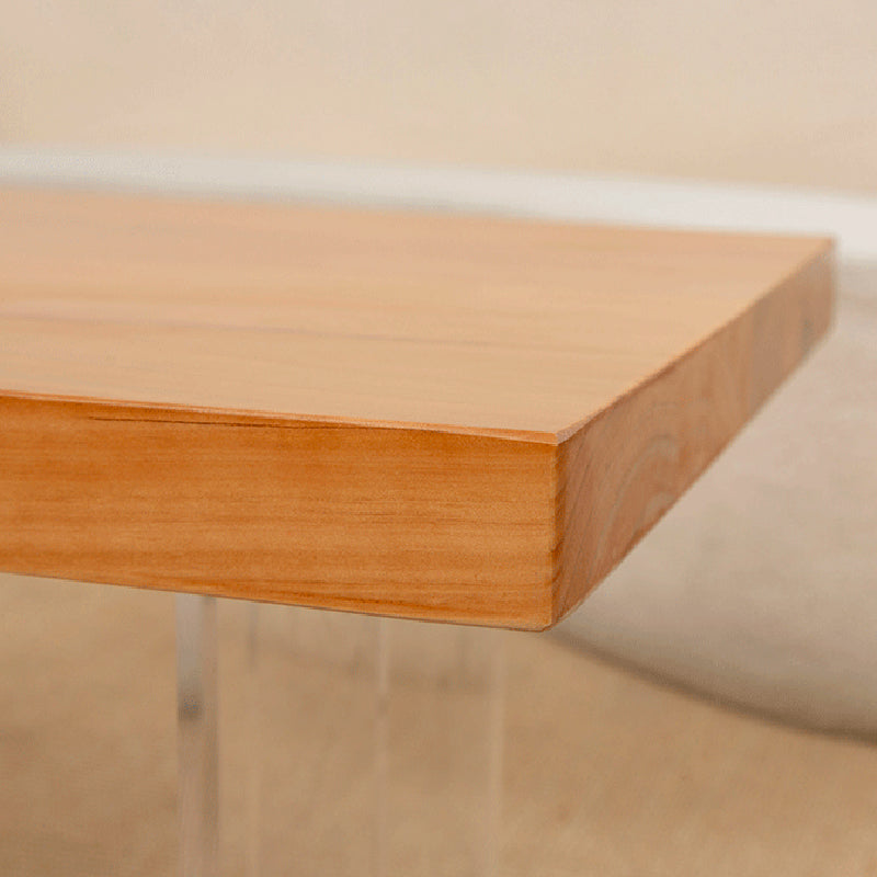 Solid Wood Coffee Table Double Pedestal Base Coffee or End Table, 19.68" Wide Clearhalo 'Coffee & Accent Tables' 'Coffee Tables' 'coffee_tables' 'furn' 'furn_coffee_tables' 'Furniture' 'Living Room Furniture' 6349053