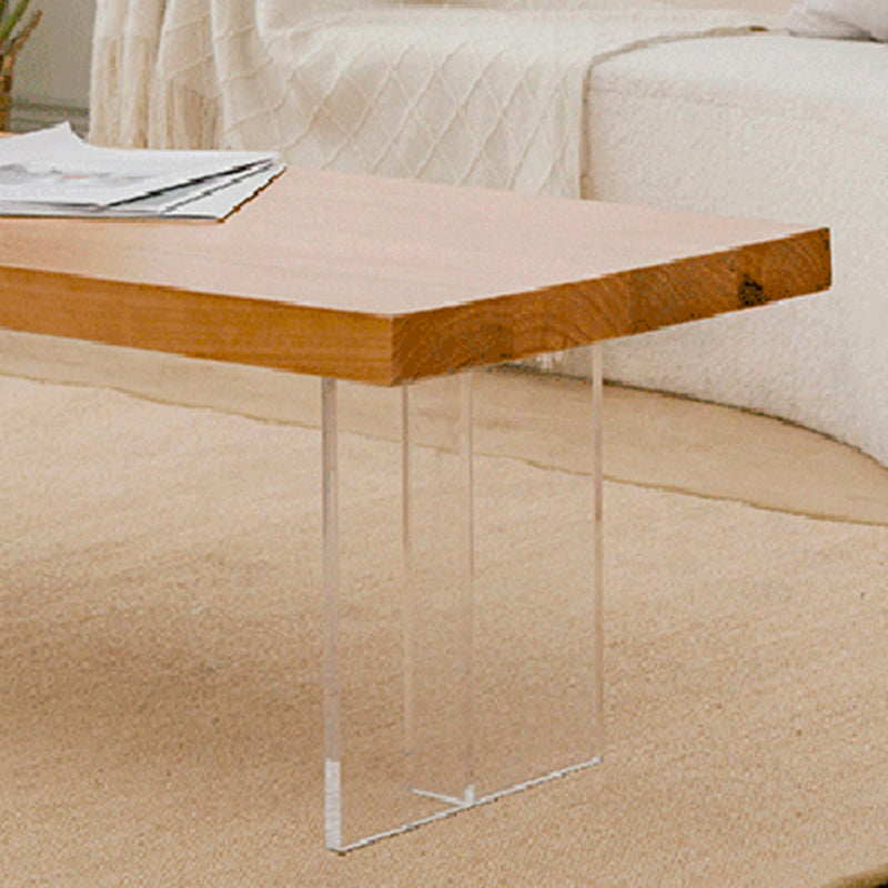 Solid Wood Coffee Table Double Pedestal Base Coffee or End Table, 19.68" Wide Clearhalo 'Coffee & Accent Tables' 'Coffee Tables' 'coffee_tables' 'furn' 'furn_coffee_tables' 'Furniture' 'Living Room Furniture' 6349056