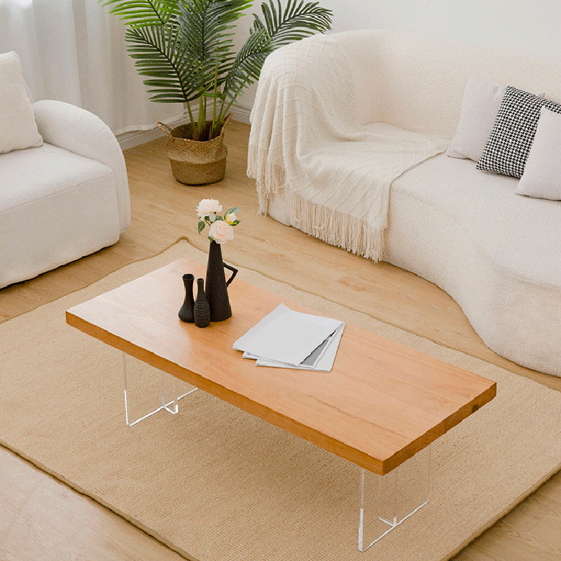 Solid Wood Coffee Table Double Pedestal Base Coffee or End Table, 19.68" Wide 47"L x 20"W x 16"H Clearhalo 'Coffee & Accent Tables' 'Coffee Tables' 'coffee_tables' 'furn' 'furn_coffee_tables' 'Furniture' 'Living Room Furniture' 6349057
