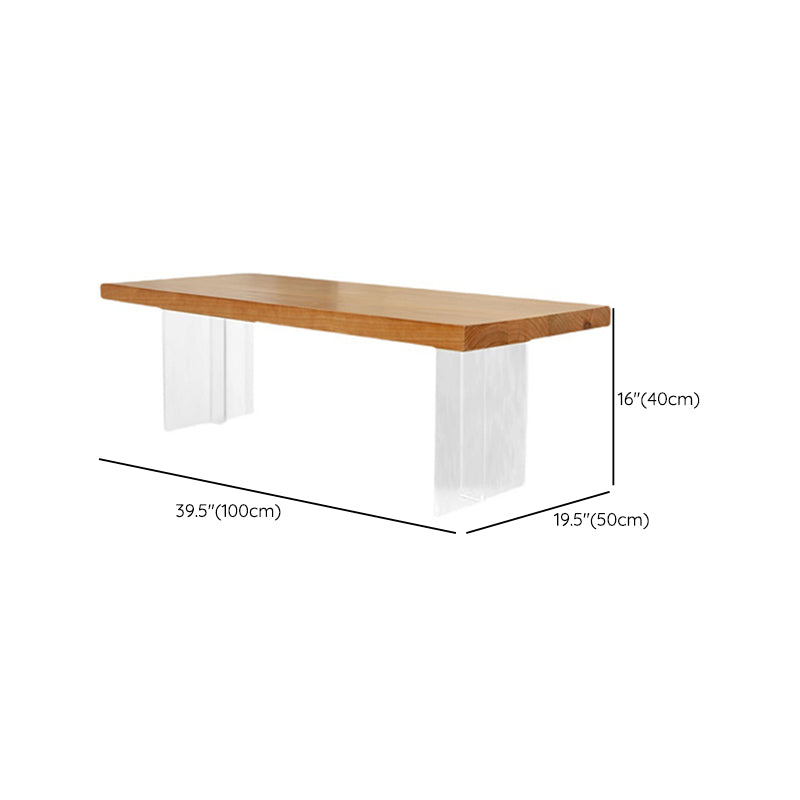 Solid Wood Coffee Table Double Pedestal Base Coffee or End Table, 19.68" Wide Clearhalo 'Coffee & Accent Tables' 'Coffee Tables' 'coffee_tables' 'furn' 'furn_coffee_tables' 'Furniture' 'Living Room Furniture' 6349058