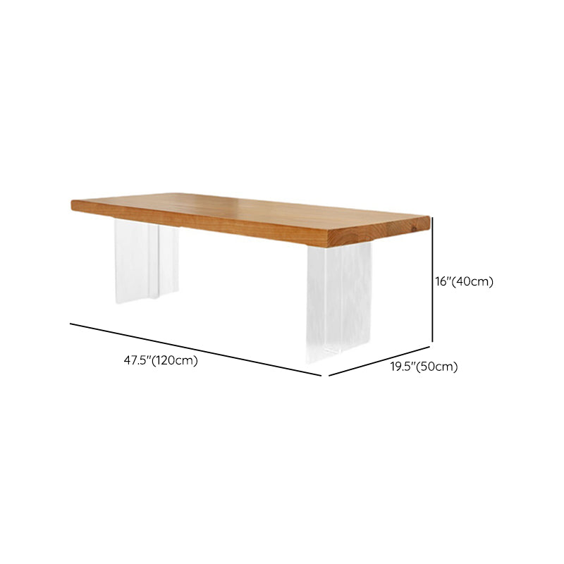 Solid Wood Coffee Table Double Pedestal Base Coffee or End Table, 19.68" Wide Clearhalo 'Coffee & Accent Tables' 'Coffee Tables' 'coffee_tables' 'furn' 'furn_coffee_tables' 'Furniture' 'Living Room Furniture' 6349059