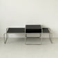 Contemporary Rectangle Solid Wood Coffee Table with Steel Sled Base 53"L x 20"W x 16"H + 21.5"L x 20"W x 18"H Black Clearhalo 'Coffee & Accent Tables' 'Coffee Tables' 'coffee_tables' 'furn' 'furn_coffee_tables' 'Furniture' 'Living Room Furniture' 6349067
